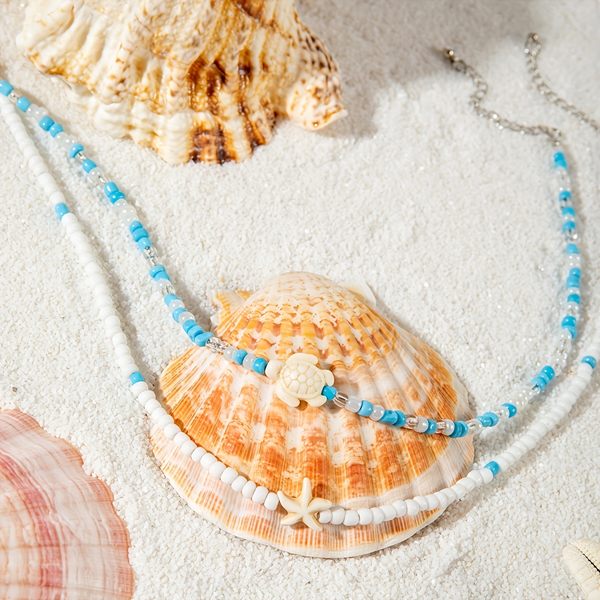 2pcs Women's Bohemian Beaded Necklace Set